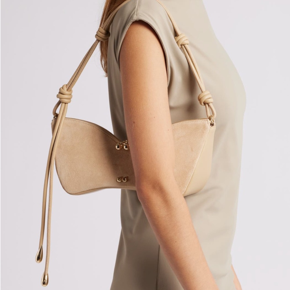 Cult Gaia Mercier Suede Shoulder Bag in Sand - Picture 9 of 10